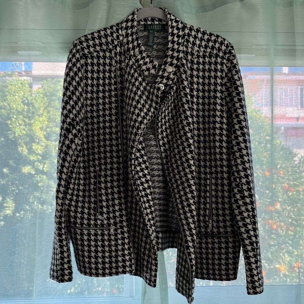 Ralph Lauren Black and White Houndstooth Jacket - 1X